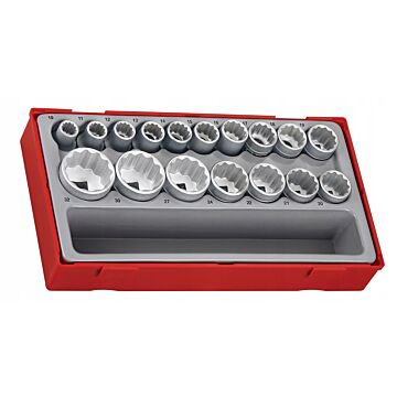 17-elementowy zestaw nasadek 12-kątnych z chwytem kwadratowym 1/2", Teng Tools TT1217 1