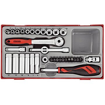 Zestaw kluczy nasadowych z chwytem kwadratowym ¼" Teng Tools TT1435 1