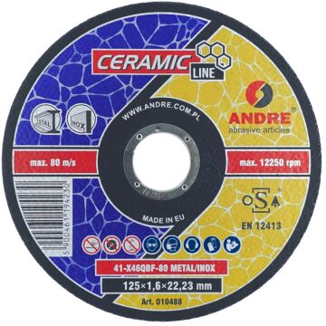 ŚCIERNICA 41 - 125 X 1,6 X 22,23 X46QBF - 80 METAL/INOX CERAMIC LINE