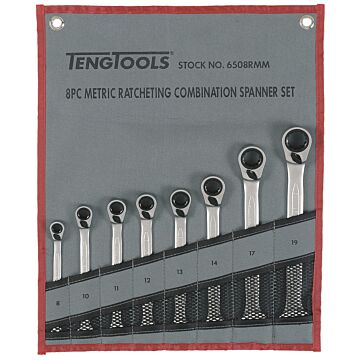 Zestaw kluczy płasko-oczkowych z zapadką Teng Tools 6508RMM