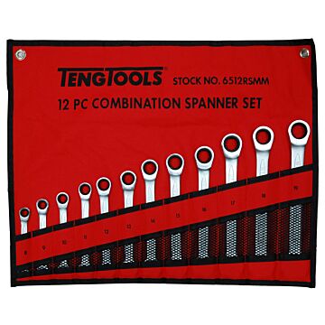 Zestaw kluczy płasko-oczkowych zapadkowych Teng Tools 6512RSMM