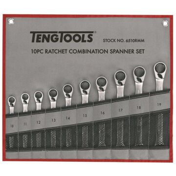 Zestaw kluczy płasko-oczkowych z zapadką Teng Tools 6510RMM