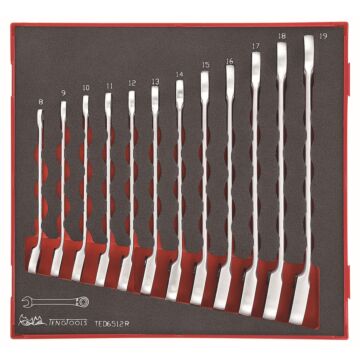 Zestaw 12 kluczy zapadkowych płasko-oczkowych Teng Tools TED6512R