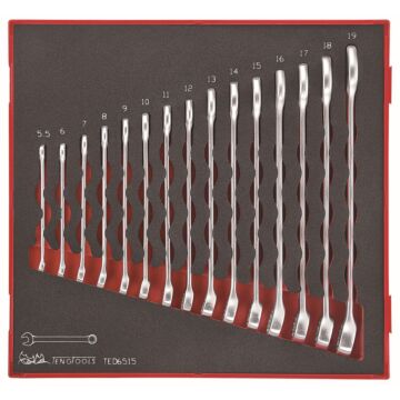 Zestaw 15 kluczy płasko-oczkowych Teng Tools TED6515