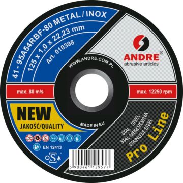 ŚCIERNICA 41 - 125 X 1,0 X 22,23 95A54RBF - 80 METAL/INOX NEW