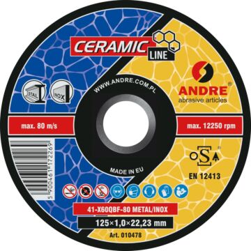 ŚCIERNICA 41 - 125 X 1,0 X 22,23 X60QBF - 80 METAL/INOX CERAMIC LINE