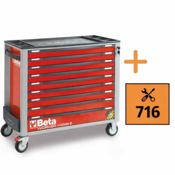 Beta BW 2400S XL9/E-XXL – wózek narzędziowy „model długi”, 9 szuflad, 716 el