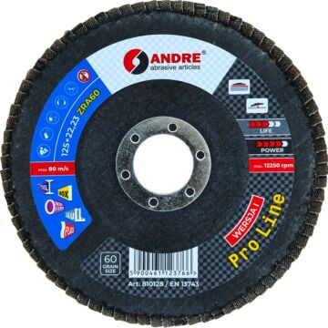 ANDRE PRO LINE TARCZA LAMELKOWA 125X22,23 MM ZRA 60 DO STALI INOX 810128