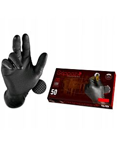 Rękawice nitrylowe Grippaz 246BK czarne rozmiar 7 (S) &ndash; 50 szt.